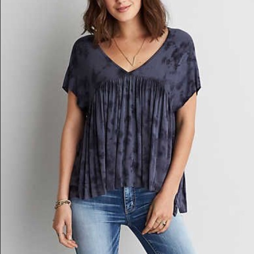 AMERICAN EAGLE dark grey tie-dye tshirt